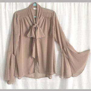 Women's blouse. Chiffon. Dark beige (tan) color. Size L